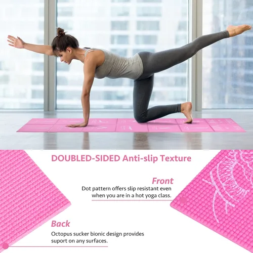 Miniatura 6 de Tapete de yoga plegable para mujer, tapete de ejercicio antideslizante para gimnasio en casa, juego de alfombrillas de yoga de viaje de 0.197 in