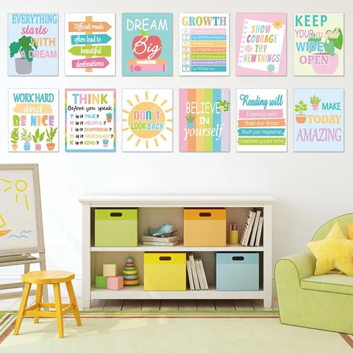 Miniatura 7 de 12 pósteres motivacionales para el aula, mentalidad de crecimiento, arte de pared educativo para profesores, decoración de tablero de anuncios