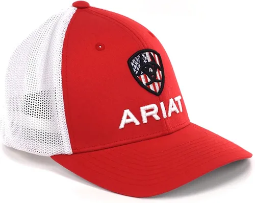 Miniatura 2 de ARIAT Red Flexfit USA Shield Logo Gorra para hombre