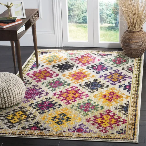 Miniatura 19 de SAFAVIEH Monaco Collection - Alfombra para pasillo, 2.2 x 6 pies, diseño bohemio de enrejado de diamantes, no desprende pelusa y de fácil cuidado