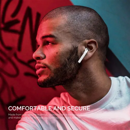 Miniatura 7 de AhaStyle 4 pares de almohadillas de silicona para auriculares AirPods compatibles con Apple AirPods (2 pares grandes y 2 pares pequeños, negro)