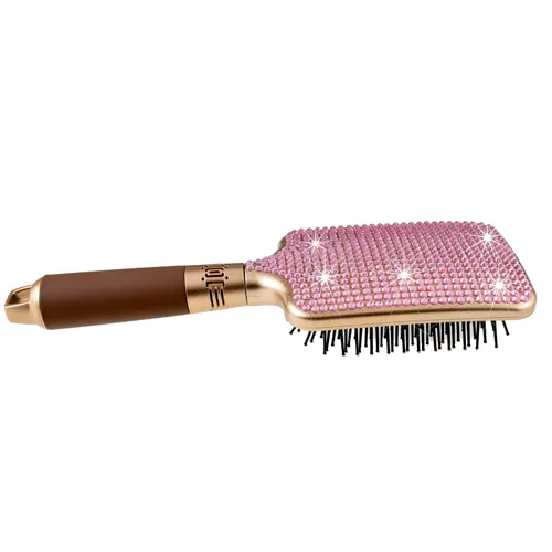 Miniatura 5 de Fshion - Cepillo de masaje hecho a mano con cojín de aire de cristal rosa, cepillo de pelo brillante de alta calidad, peine de pelo desenredante