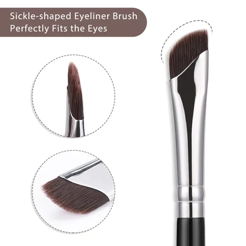 Miniatura 3 de Etercycle Juego de 5 pinceles delineadores de ojos para aplicación de maquillaje de precisión, ángulo fino y ultrafino inclinado ángulo plano