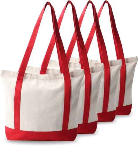 Miniatura 9 de kaxilu Bolsa de lona verde con cremallera de 16.5 x 14 x 5 pulgadas, 4 bolsas de lona reutilizables, bolsas de tela a granel para comestibles