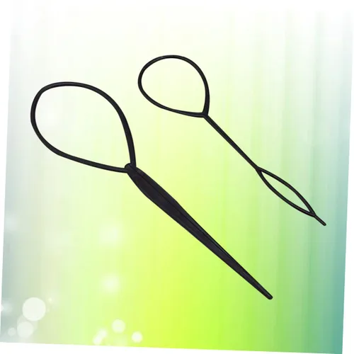 Miniatura 3 de Beavorty 2 agujas de pelo elásticas de 7.08 pulgadas para trenzas de ganchillo, herramienta de peluquería para cola de caballo, accesorios