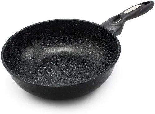 Wok antiadherente de aluminio fundido recubierto de mármol (11.0 in)