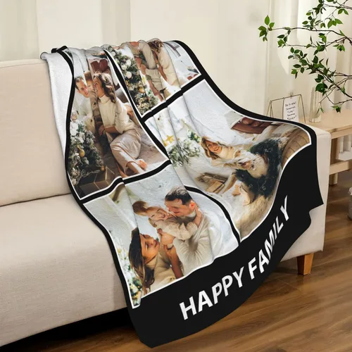 Miniatura 5 de Manta personalizada con texto fotográfico para padre, madre, familia, manta de franela suave personalizada para novio, novia, cumpleaños