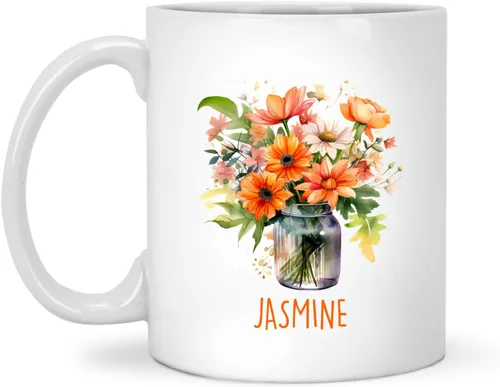 Miniatura 13 de Tazas de cerámica personalizadas del cubo de rosas con nombre, Taza de flores, Taza de café de flores de rosas personalizadas, Taza de té floral