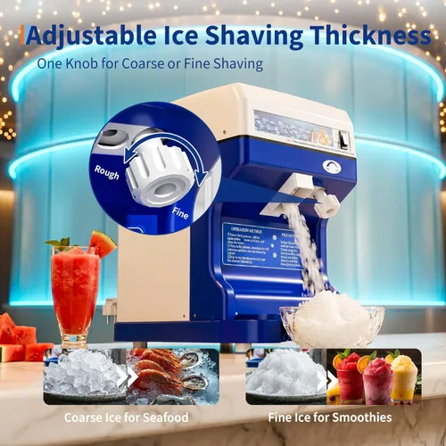 Miniatura 6 de Garvee Trituradora de hielo comercial de 300 libras/h, máquina eléctrica de cono de nieve de 500 W, máquina de afeitar de hielo de mesa de 500 RPM