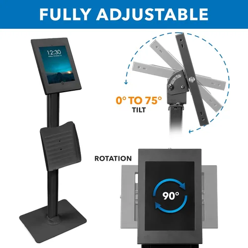 Miniatura 8 de Mount-It! Soporte de suelo antirrobo compatible con iPad, quiosco sin contacto con carcasa universal para iPads, soporte seguro de tableta con Negro