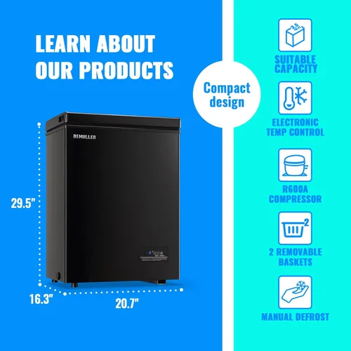 Miniatura 4 de Mini Congelador de Cofre Compacto Máquina de Congelación Profunda con Control Electrónico de Temperatura (Preciso a 1 ℉) Congelador Pequeño