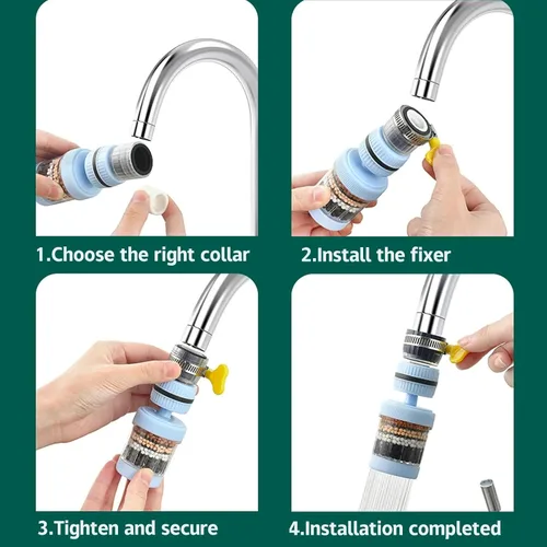 Miniatura 5 de Filtro de grifo de agua universal de 0.591-1.260 in, adaptador de grifo redondo, carbón activado, elimina cloro, fluoruro, metales pesados, incluye