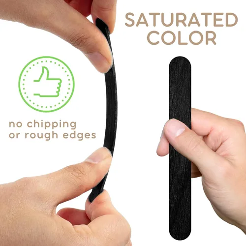 Miniatura 4 de 200 palitos grandes de madera negra para manualidades, barras planas gigantes de paletas negras de 8 pulgadas para manualidades, barras planas