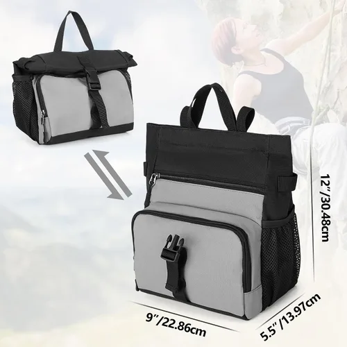 Miniatura 6 de PGmoon Bolsa de tiza grande para escalada en roca y boulder con forro de papel de aluminio, cierre magnético, múltiples bolsillos, 2 soportes