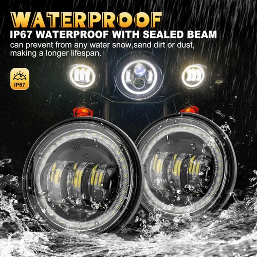 Miniatura 3 de LX-LIGHT lámparas Cree LED para niebla, 2 unidades, cromadas, de 4.5 pulgadas para motocicletas Harley Davidson