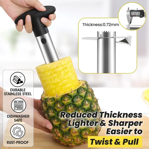 Miniatura 3 de Aubenr Premium - Herramienta de corte y descorchador de piña, cortador de piña afilado con puntas serradas, fácil de usar y limpiar, removedor