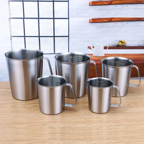 Miniatura 6 de Othmro 1 taza medidora de acero inoxidable de 23.7 fl oz, 24 onzas, 2 escalas de medición, incluyendo escala ML, escala de onzas, vaso graduado
