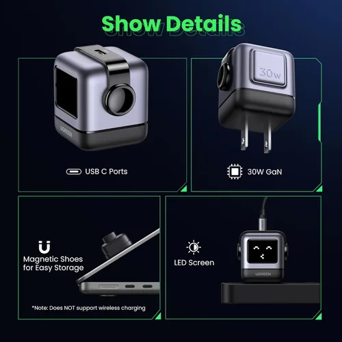Miniatura 4 de UGREEN Uno - Bloque de cargador USB C de 30 W, cargador rápido compacto robot GaN para iPhone 17, regalos para mujeres y hombres, compatible