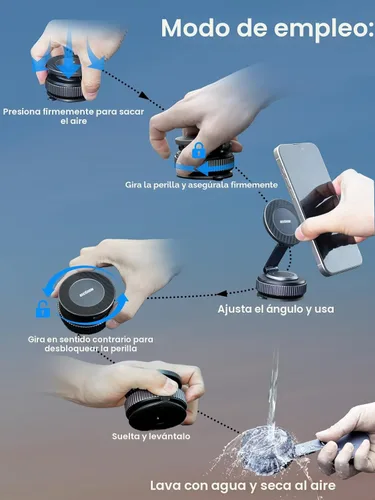 Miniatura 7 de Soporte magnético para teléfono de coche para Magsafe, soporte plegable de aleación 360° para teléfono celular de coche con ventosa ultra estable