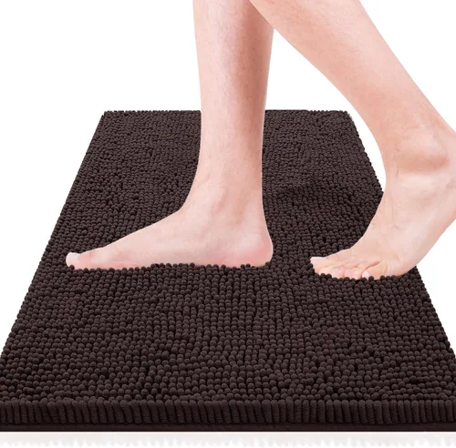 Miniatura 20 de Alfombras de baño 47x17 pulgadas, súper absorbentes, suaves, gruesas, lavables a máquina, alfombra de baño de chenilla, antideslizante para piso