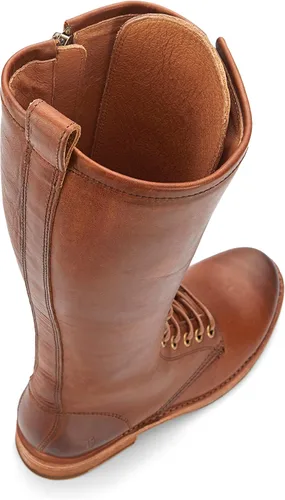 Miniatura 7 de Frye Veronica Botas de combate altas de 15 pulgadas para mujer hechas de cuero de grano completo con construcción Goodyear Welt, cordones de tela