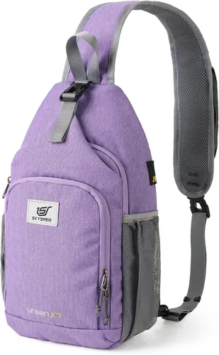 Miniatura 16 de SKYSPER - Mochila de bandolera con bloqueo RFID, mochila de hombro cruzada, para senderismo y viajes, para mujeres y hombres (cian)