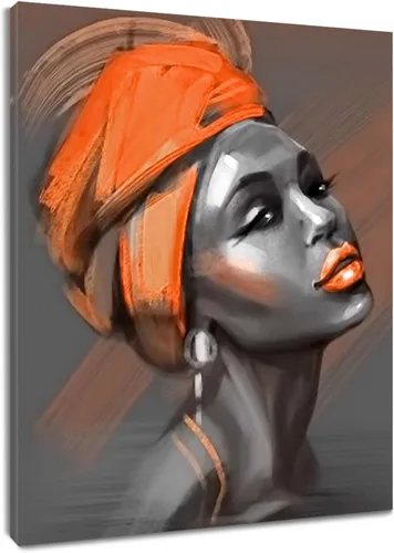 Miniatura 20 de LB Arte de pared de mujer afroamericana, mujer negra con cabello dorado, impresiones de pintura abstracta, belleza moderna negra y dorada para sala