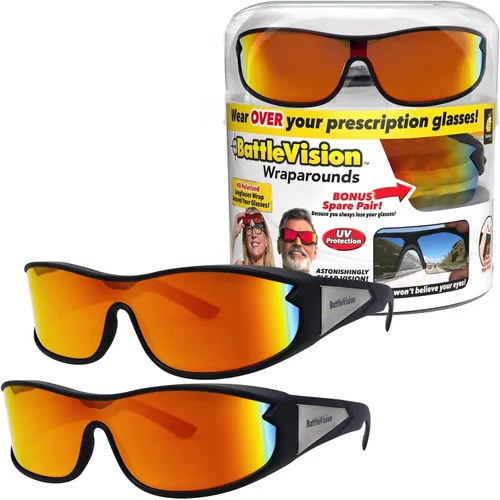 Wrap Arounds - Lentes de sol polarizados HD, AS-SEEN-ON-TV, se adaptan a tus lentes graduados y lectura, ver más claro, antirreflejos, protegen tus