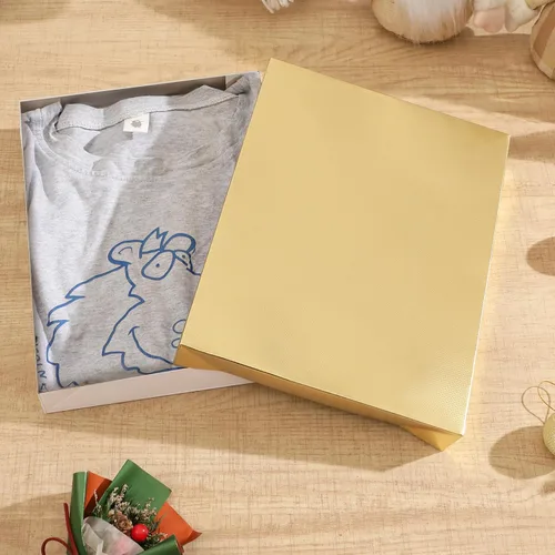 Miniatura 6 de HAPPY POTATO 6 cajas de regalo de Navidad con tapas de 11 x 8.5 x 1.5 pulgadas, cajas de regalo doradas para camisas, cajas de regalo para ropa