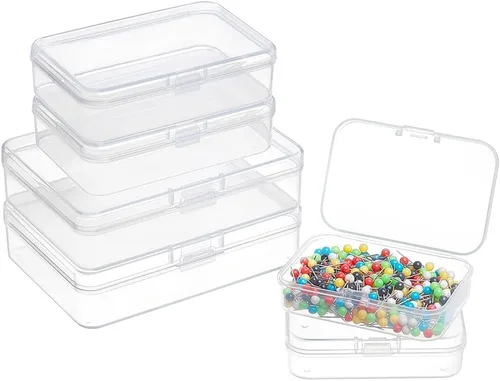 Miniatura 9 de BENECREAT Paquete de 24 contenedores cuadrados de plástico transparente de 1.38 x 1.38 x 0.7 pulgadas, con tapa para artículos, tapones