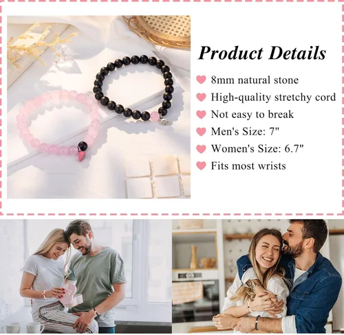 Miniatura 4 de PINKDODO Couples Bracelets for Boyfriend Girlfriend Women Men Lovers Friends