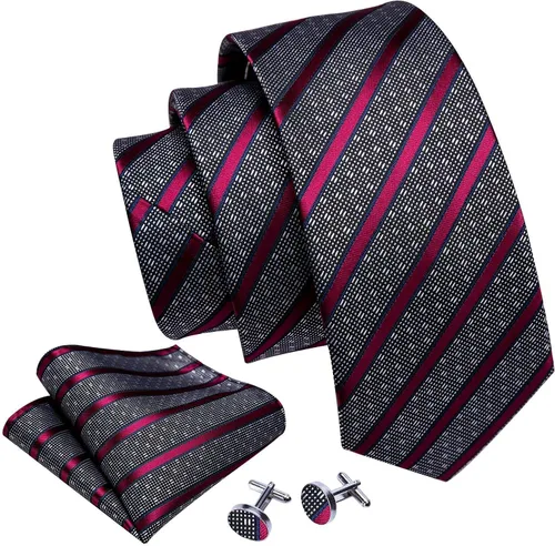 Miniatura 291 de Barry.Wang Juego de corbatas para hombre, corbata de seda a rayas, tejido a cuadros, gemelos formales, negocios, boda