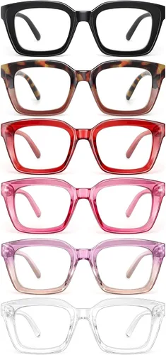 Miniatura 10 de miyya Gafas de lectura elegantes para mujeres, Gafas de lectura, Lectores de luz azul de gran tamaño, Gafas de moda, Paquete de 4