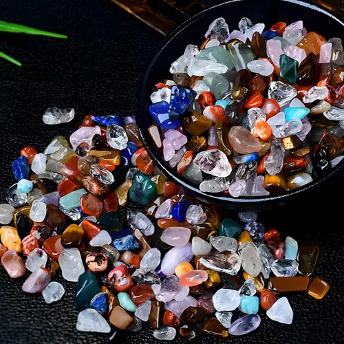 Miniatura 37 de 500 piezas Cuentas de piedra de chip natural, Alabastro 5-8 mm Piedras preciosas irregulares curativas de cristal sueltas con agujero perforado
