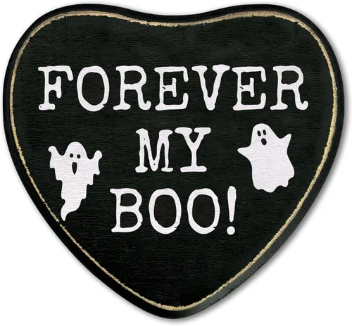 Miniatura 11 de Letrero de madera con forma de corazón gótico, cartel de «Every Night Is Halloween», arte de pared de madera gótico retro, decoración de placa