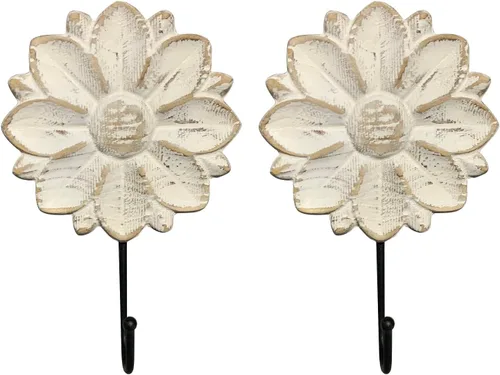 Miniatura 8 de dwellington Ganchos para Toallas con Flores Ganchos Decorativos Colgador para Colgar Ropa, Llaves, Toallas - Gancho Decorativo de Montaje en Pared