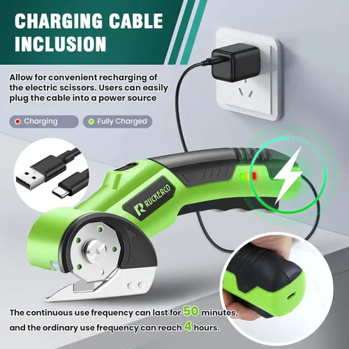 Miniatura 4 de Tijeras eléctricas inalámbricas con caja de corte 2 cuchillas rotativas – Cortador de cartón recargable de 4V, caja de almacenamiento y tijera