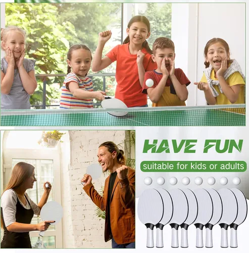 Miniatura 5 de Junkin Juego de 8 palas de tenis de mesa, juego de raquetas profesionales de goma compuesta portátil, raquetas de tenis de mesa con 8 pelotas