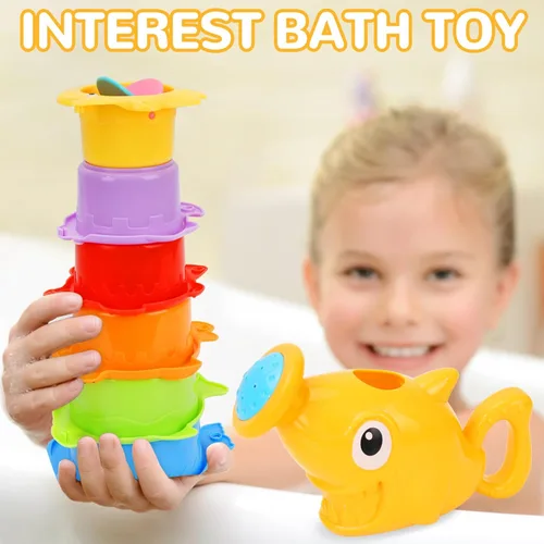 Miniatura 5 de Juguetes de baño para niños de 1 a 3 años, juguetes de baño para niños con botes flotantes, cuchara de baño, 13 juguetes de bañera para bebés, mesa