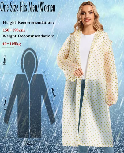 Miniatura 98 de 2 abrigos de lluvia de Borogo para adultos, chaquetas de lluvia reutilizables para hombres y mujeres