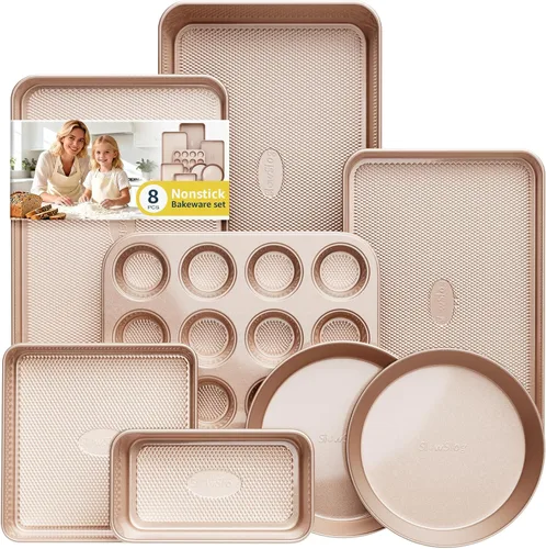 Miniatura 9 de Juego de 12 piezas para hornear antiadherente, juegos de utensilios para hornear no tóxicos con bandeja para hornear, molde para tartas, molde