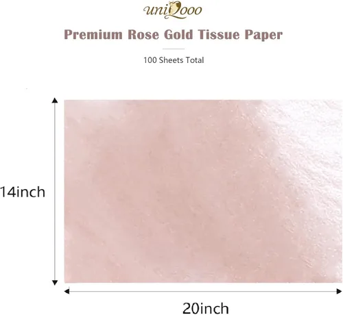 Miniatura 4 de UNIQOOO 100 hojas de papel de seda metálico premium oro rosa champán dorado a granel, papel de regalo para envolver regalos reciclable, accesorio
