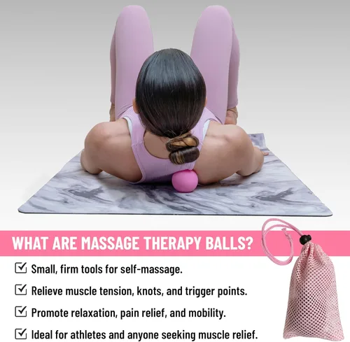 Miniatura 3 de Bolas de lacrosse de silicona para masaje para terapia de puntos de activación, nudos musculares y terapia física. Juego de 2 bolas con bolsa