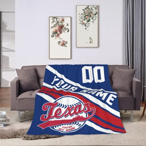 Miniatura 15 de Wream Manta personalizada para fanáticos de la cama, regalo de béisbol con nombre y número de ciudad de béisbol, manta de forro polar de invierno