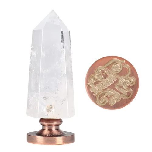 Miniatura 10 de Amogeeli Mango de cera de cristal de roca facetada con cabeza de cobre, sello hexagonal de cera de piedra puntiaguda para invitaciones de boda