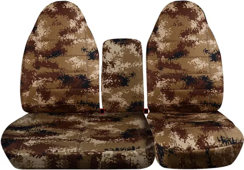Miniatura 7 de Cubiertas para asiento de camioneta con diseño de camuflaje para 2001-2003 Ford F-150 (Asiento dividido 40/60 frontal) con consola, descansacabezas