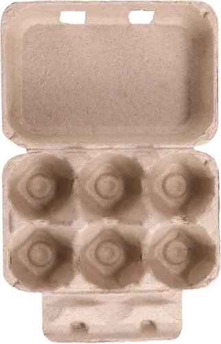 Miniatura 6 de Media docena de cajas de huevos vintage, paquete de 50 cartones de huevos de pulpa natural en blanco, 6 unidades para huevos de gallina, bandeja