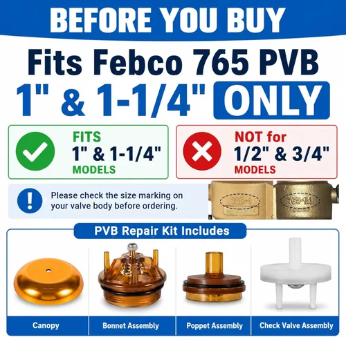Miniatura 2 de Kit de reparación para Febco 765-1, Kit de reparación de válvula y bonete 905-212 y conjunto de válvula de retención 905-052 y cubierta