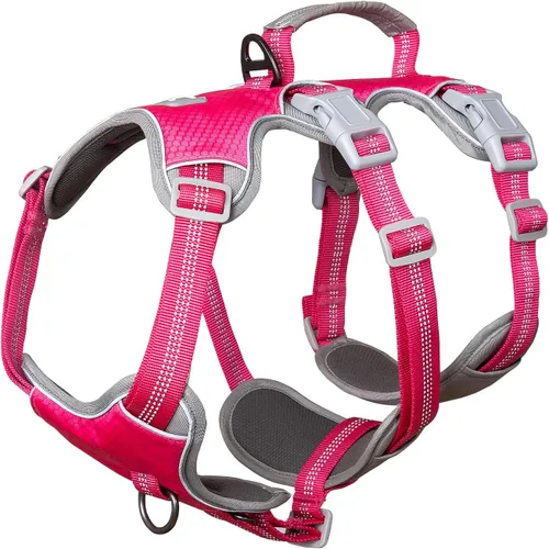Miniatura 4 de Huntboo Arnés para perro a prueba de escape, arnés reflectante con mango acolchado, transpirable, duradero, chaleco ajustable para perros medianos