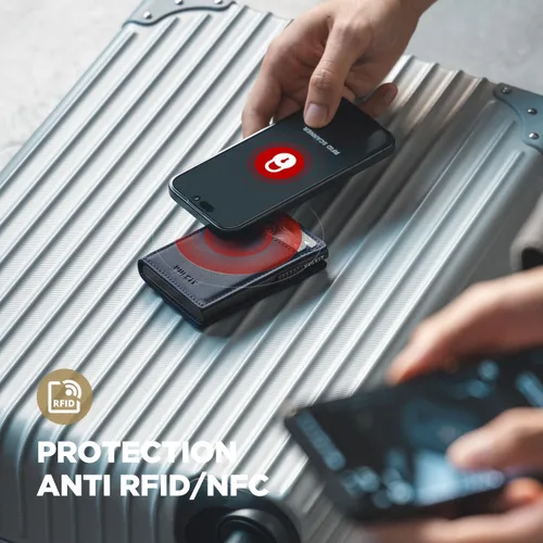 Miniatura 12 de VULKIT Billeteras delgadas para hombre, con bloqueo RFID, diseño minimalista con capacidad para hasta 11 tarjetas, Negro -, Minimalista